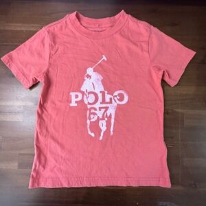 Polo Ralph Lauren‎ Graphic T Shirt Coral Pink Size 4 Cotton Blend Kids